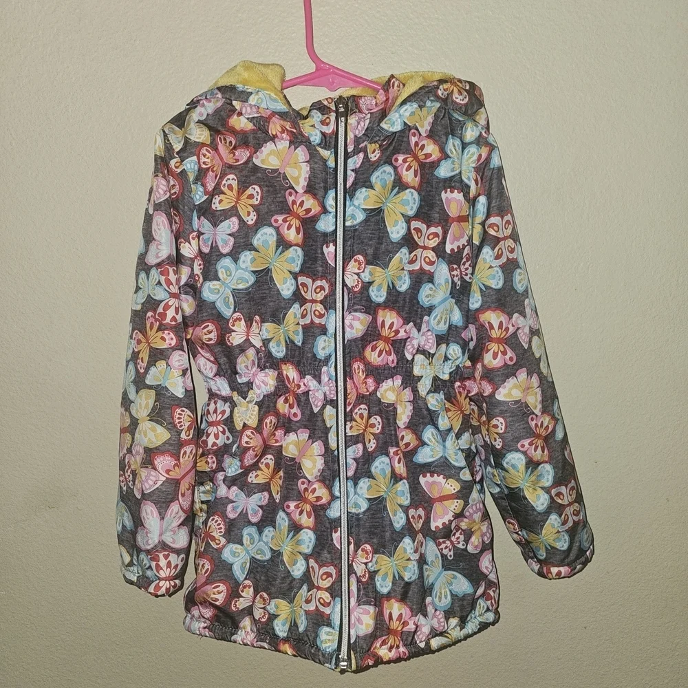 Penelope Mack Butterfly Print Raincoat with Yellow Interior
